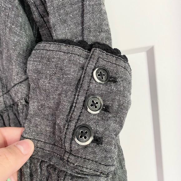 Free People Gray Ruffle Blazer Jacket Small - Picture 9 of 14